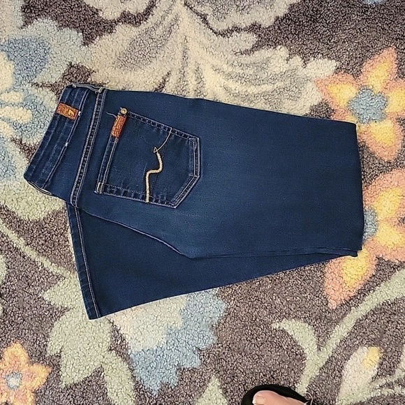 7 for all mankind women's Kimmie Bootcut dark denim jeans, embroidered Size 28 - Picture 4 of 7